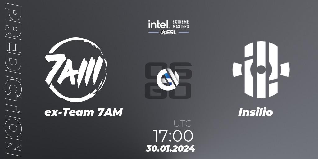ex-Team 7AM vs Insilio: Match Prediction. 30.01.2024 at 17:00, Counter-Strike (CS2), Intel Extreme Masters China 2024: European Open Qualifier #2