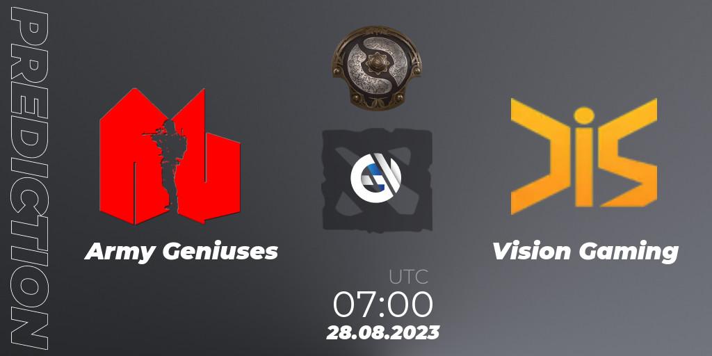 Army Geniuses vs Vision Gaming: Match Prediction. 28.08.23, Dota 2, The International 2023 - Southeast Asia Qualifier