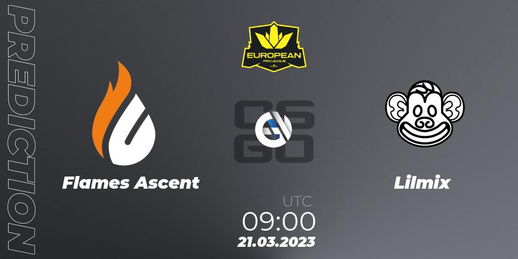 Flames Ascent vs Lilmix: Match Prediction. 22.03.23, CS2 (CS:GO), European Pro League Season 7: Division 2
