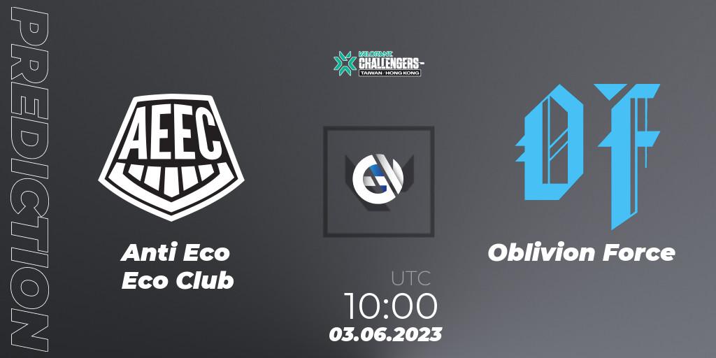 Anti Eco Eco Club vs Oblivion Force: Match Prediction. 03.06.23, VALORANT, VALORANT Challengers 2023: Hong Kong and Taiwan Split 2