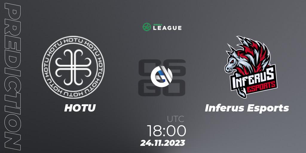 HOTU vs Inferus Esports: Match Prediction. 24.11.2023 at 18:00, Counter-Strike (CS2), ESEA Season 47: Advanced Division - Europe