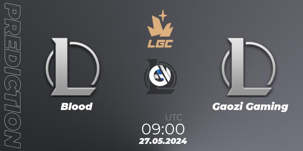 Blood vs Gaozi Gaming: Match Prediction. 27.05.2024 at 09:00, LoL, Legend Cup 2024