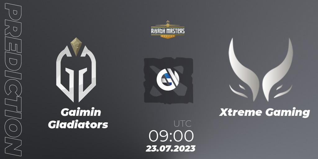 Gaimin Gladiators vs Xtreme Gaming: Match Prediction. 23.07.2023 at 09:04, Dota 2, Riyadh Masters 2023 - Group Stage