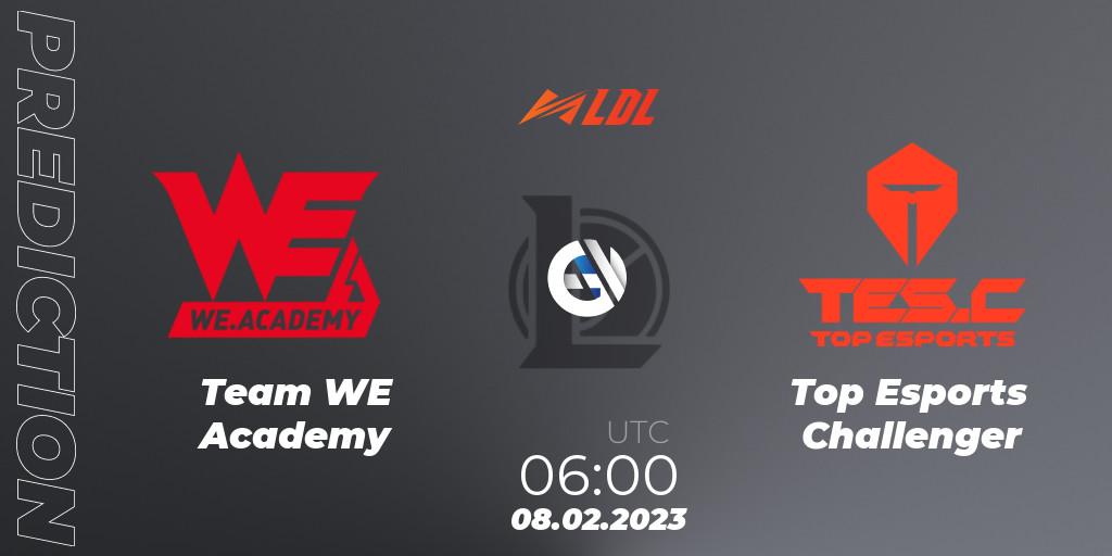 Team WE Academy vs Top Esports Challenger: Match Prediction. 08.02.2023 at 06:00, LoL, LDL 2023 - Swiss Stage