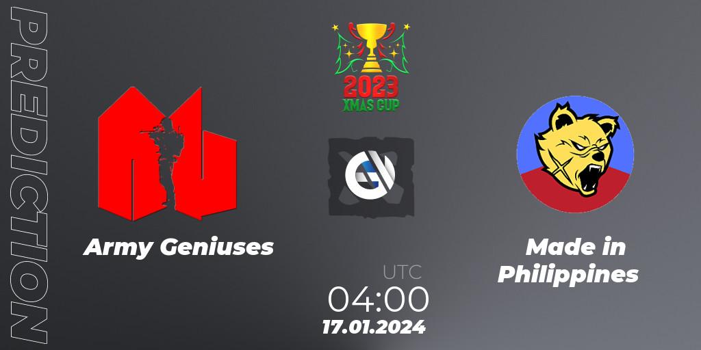 Army Geniuses vs Made in Philippines: Match Prediction. 17.01.24, Dota 2, Xmas Cup 2023