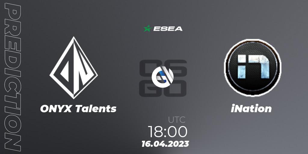 ONYX Talents vs iNation: Match Prediction. 19.04.2023 at 19:00, Counter-Strike (CS2), ESEA Season 45: Advanced Division - Europe