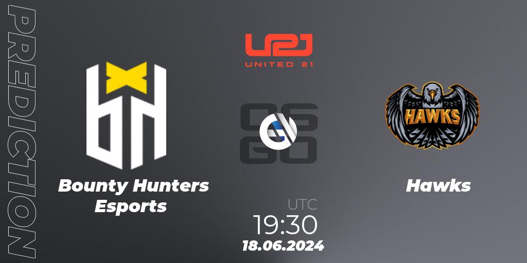 Bounty Hunters Esports vs Hawks: Match Prediction. 18.06.2024 at 19:30, Counter-Strike (CS2), United21 South America Season 1