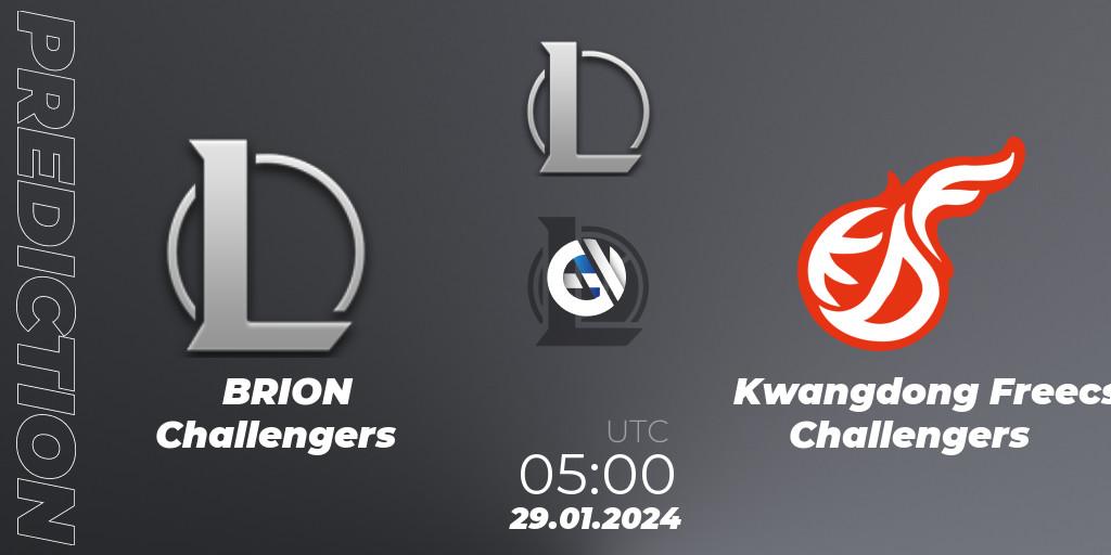 BRION Challengers vs Kwangdong Freecs Challengers: Match Prediction. 29.01.24, LoL, LCK Challengers League 2024 Spring - Group Stage
