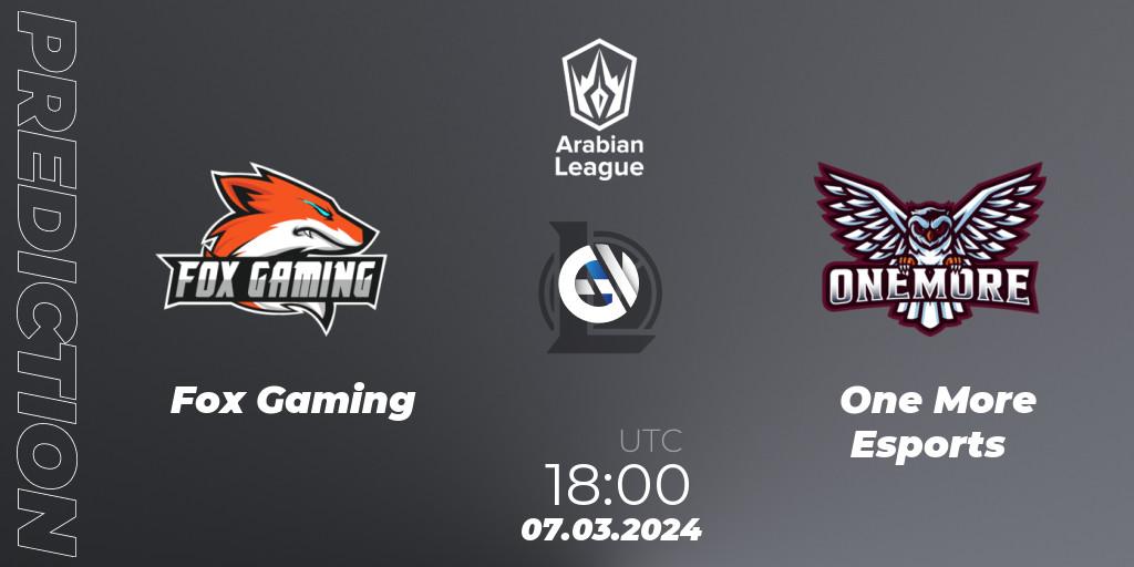Fox Gaming vs One More Esports: Match Prediction. 07.03.2024 at 18:00, LoL, Arabian League Spring 2024