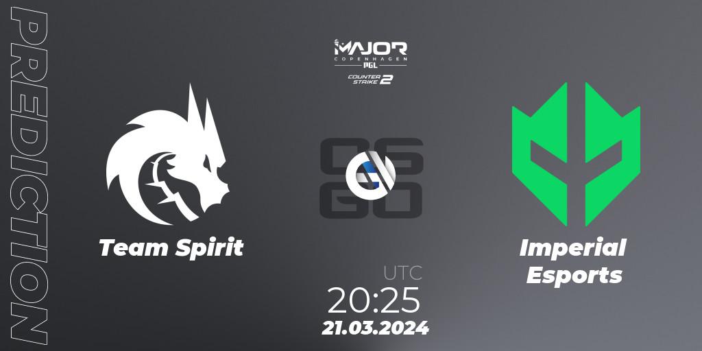 Team Spirit vs Imperial Esports: Match Prediction. 21.03.24, CS2 (CS:GO), PGL CS2 Major Copenhagen 2024