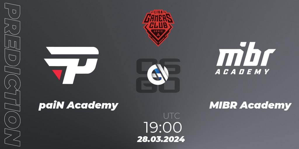 paiN Academy vs MIBR Academy: Match Prediction. 28.03.24, CS2 (CS:GO), Gamers Club Liga Série A: March 2024