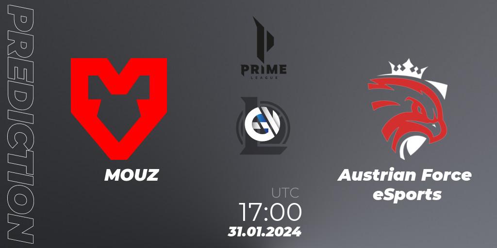 MOUZ vs Austrian Force eSports: Match Prediction. 31.01.24, LoL, Prime League Spring 2024 - Group Stage
