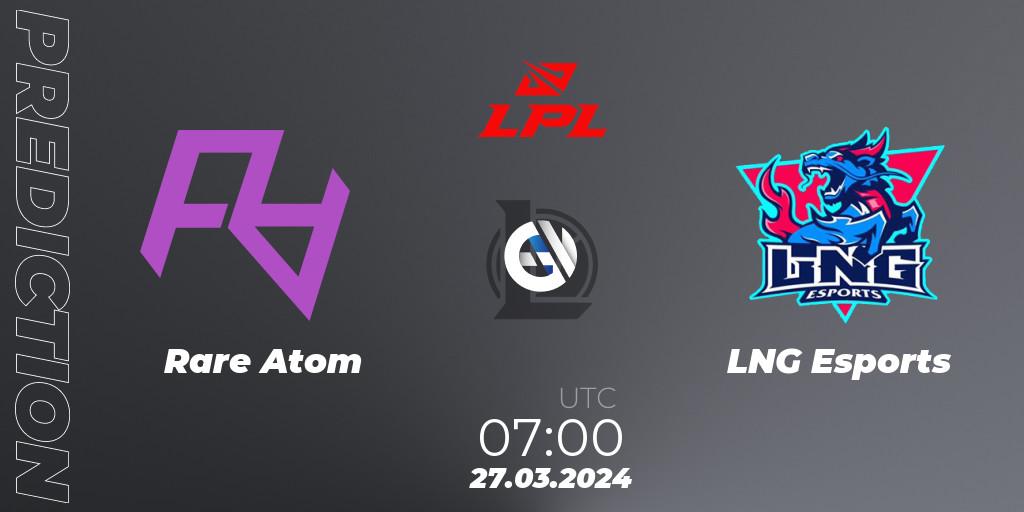 Rare Atom vs LNG Esports: Match Prediction. 27.03.24, LoL, LPL Spring 2024 - Group Stage