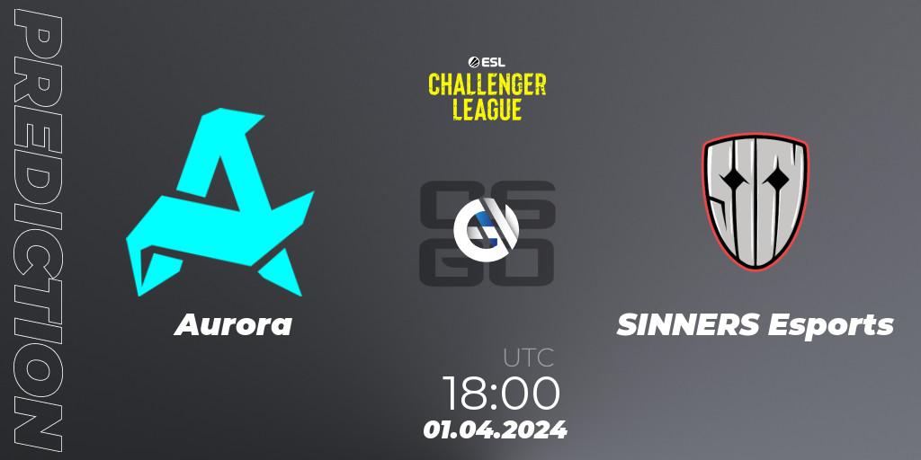 Aurora vs SINNERS Esports: Match Prediction. 01.04.2024 at 18:00, Counter-Strike (CS2), ESL Challenger League Season 47: Europe