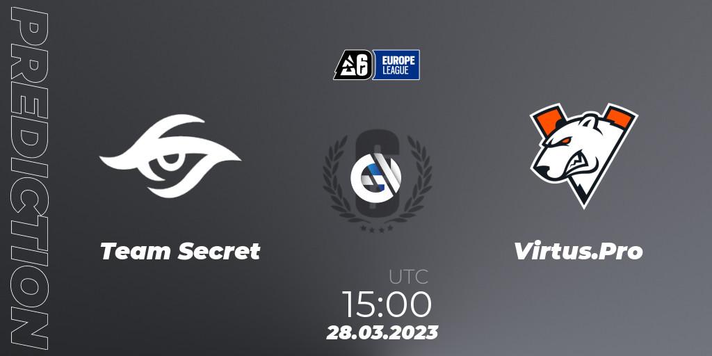 Team Secret vs Virtus.Pro: Match Prediction. 28.03.2023 at 15:00, Rainbow Six, Europe League 2023 - Stage 1