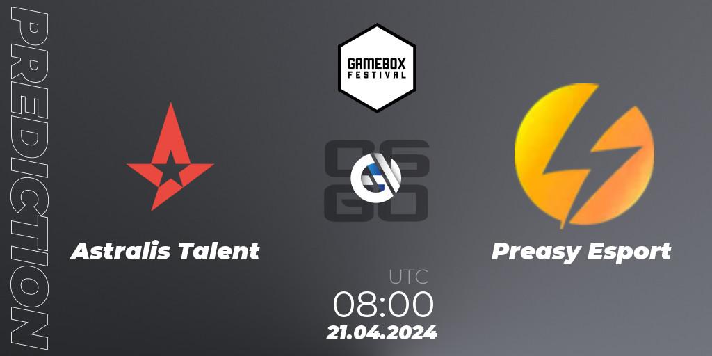 Astralis Talent vs Preasy Esport: Match Prediction. 21.04.24, CS2 (CS:GO), Gamebox 2024