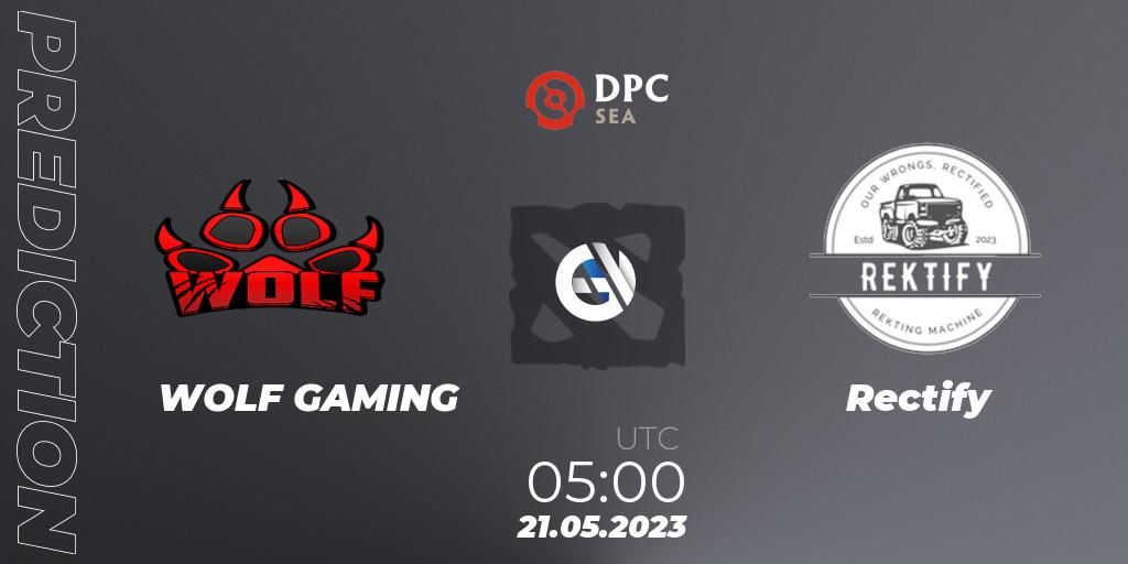 WOLF GAMING vs Rectify: Match Prediction. 21.05.23, Dota 2, DPC SEA 2023 Tour 3: Closed Qualifier