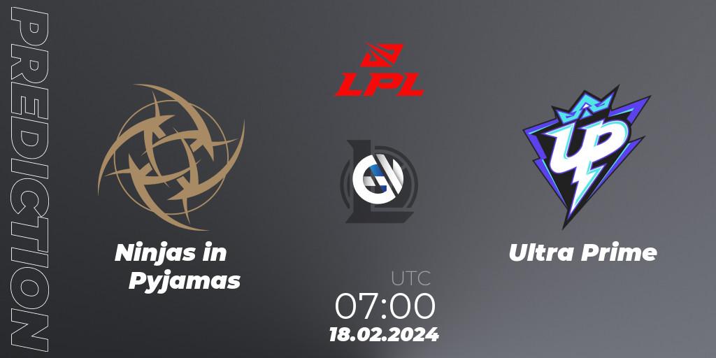 Ninjas in Pyjamas vs Ultra Prime: Match Prediction. 18.02.24, LoL, LPL Spring 2024 - Group Stage