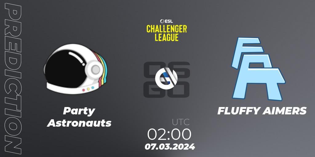 Party Astronauts vs FLUFFY AIMERS: Match Prediction. 07.03.2024 at 02:00, Counter-Strike (CS2), ESL Challenger League Season 47: North America