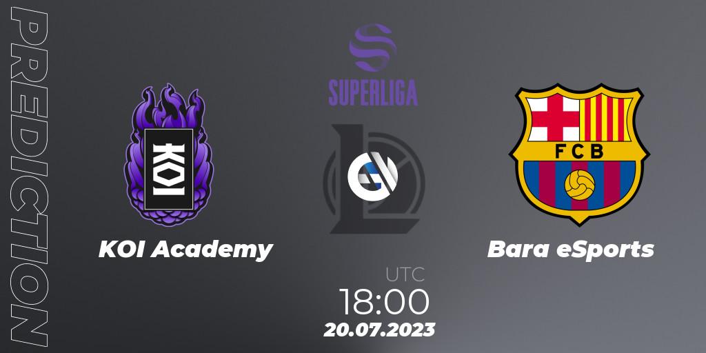KOI Academy vs Barça eSports: Match Prediction. 20.07.2023 at 18:00, LoL, Superliga Summer 2023 - Group Stage