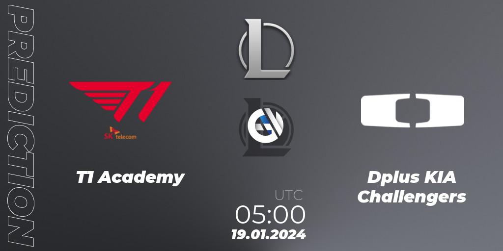 T1 Academy vs Dplus KIA Challengers: Match Prediction. 19.01.2024 at 05:00, LoL, LCK Challengers League 2024 Spring - Group Stage