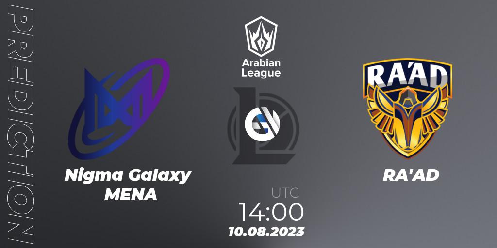Nigma Galaxy MENA vs RA'AD: Match Prediction. 10.08.2023 at 14:00, LoL, Arabian League Summer 2023 - Playoffs