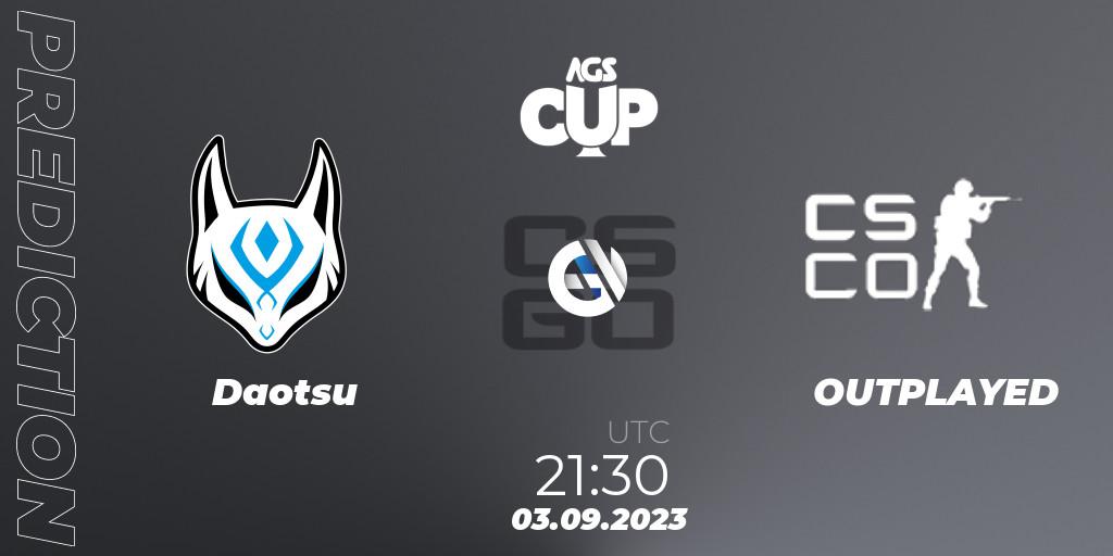 Daotsu vs OUTPLAYED: Match Prediction. 03.09.2023 at 22:55, Counter-Strike (CS2), AGS CUP 2023: Open Qualififer #3