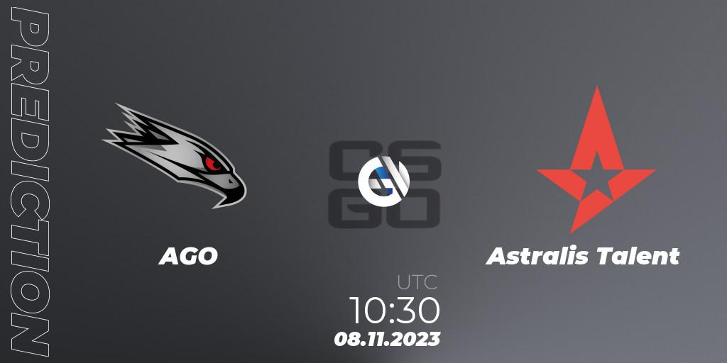 AGO vs Astralis Talent: Match Prediction. 08.11.23, CS2 (CS:GO), European Pro League Season 12: Division 2