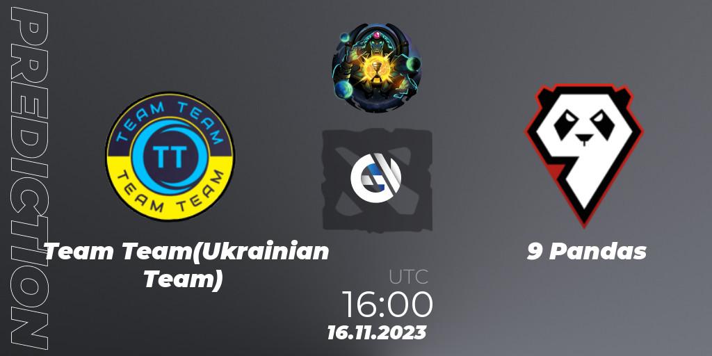 Team Team(Ukrainian Team) vs 9 Pandas: Match Prediction. 16.11.23, Dota 2, ESL One Kuala Lumpur 2023: Eastern Europe Closed Qualifier