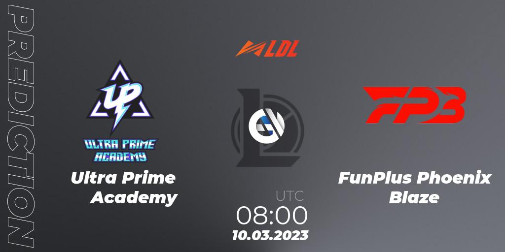Ultra Prime Academy vs FunPlus Phoenix Blaze: Match Prediction. 10.03.2023 at 09:00, LoL, LDL 2023 - Regular Season