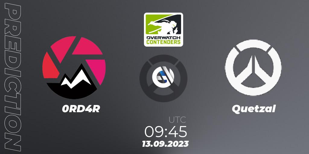 0RD4R vs Quetzal: Match Prediction. 13.09.2023 at 09:45, Overwatch, Overwatch Contenders 2023 Fall Series: Australia/New Zealand