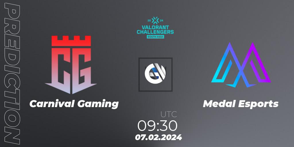 Carnival Gaming vs Medal Esports: Match Prediction. 07.02.24, VALORANT, VALORANT Challengers 2024: South Asia Split 1 - Cup 1