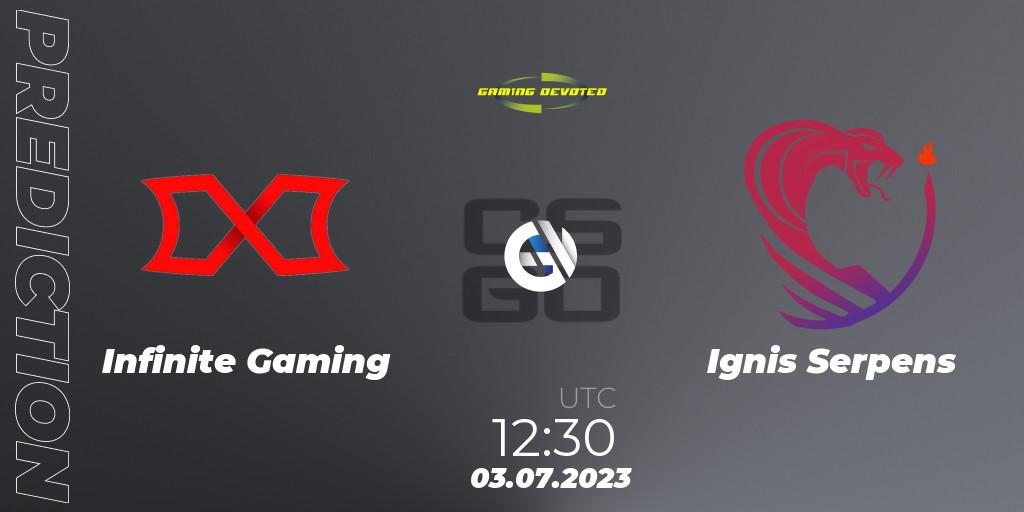 Infinite Gaming vs Ignis Serpens: Match Prediction. 04.07.23, CS2 (CS:GO), Gaming Devoted Become The Best: Series #2