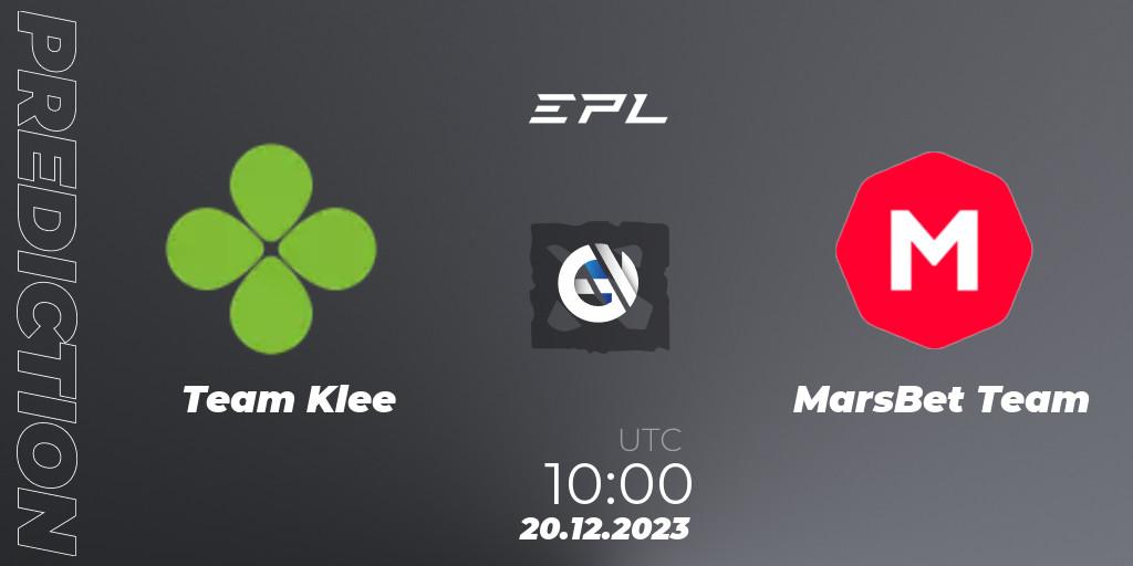 Team Klee vs MarsBet Team: Match Prediction. 20.12.2023 at 10:00, Dota 2, European Pro League Season 15