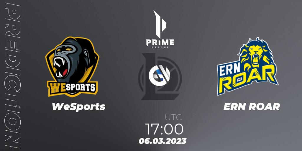 WeSports vs ERN ROAR: Match Prediction. 06.03.23, LoL, Prime League 2nd Division Spring 2023 - Playoffs
