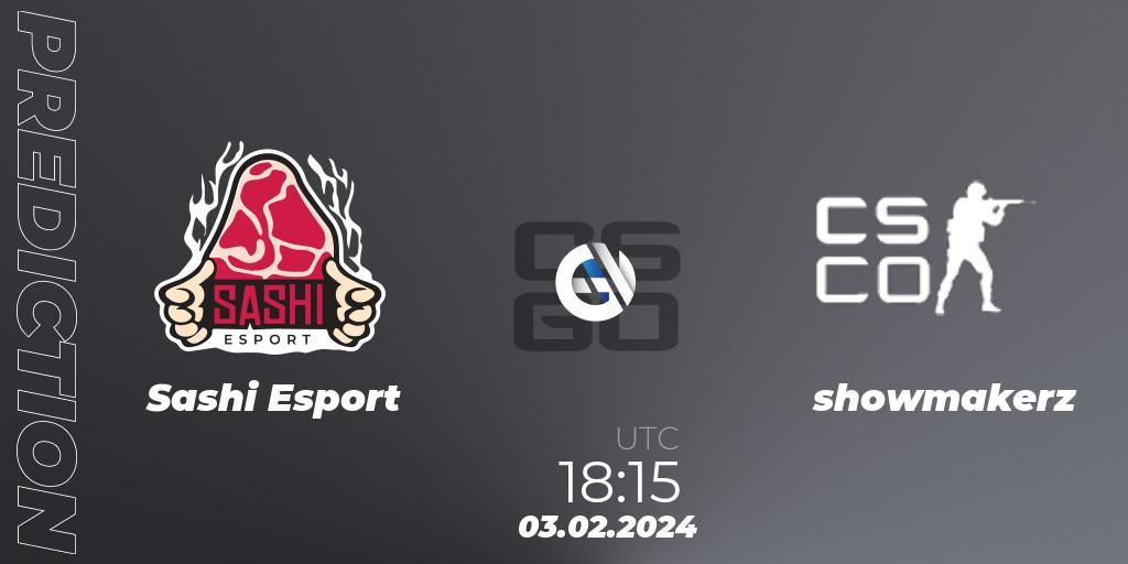 Sashi Esport vs showmakerz: Match Prediction. 03.02.2024 at 18:15, Counter-Strike (CS2), Pelaajat Series Spring 2024 Nordics Open Qualifier 2
