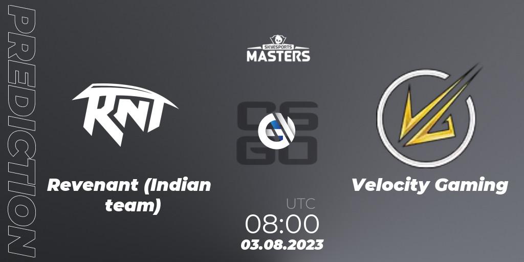 Revenant (Indian team) vs Velocity Gaming: Match Prediction. 03.08.2023 at 08:00, Counter-Strike (CS2), Skyesports Masters 2023: Regular Season