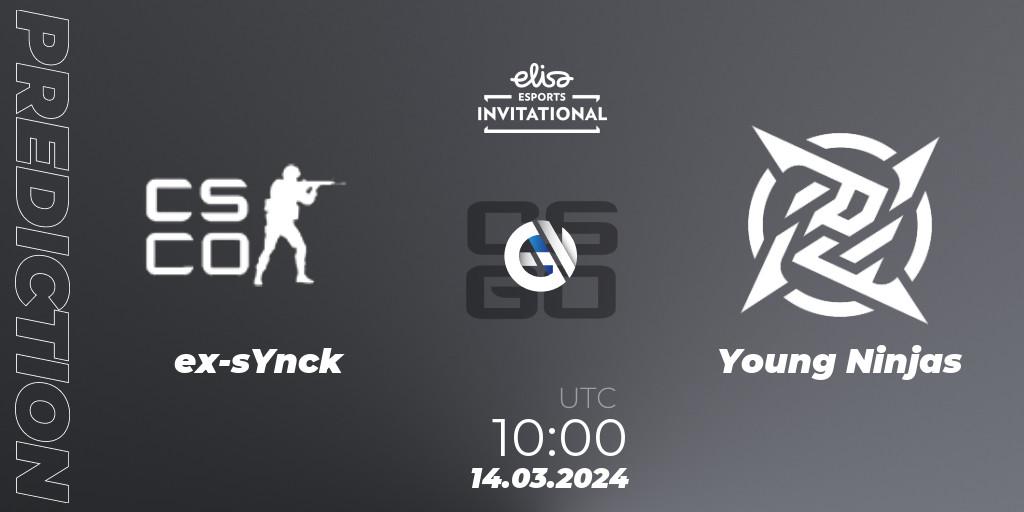 ex-sYnck vs Young Ninjas: Match Prediction. 14.03.24, CS2 (CS:GO), Elisa Invitational Spring 2024 Contenders