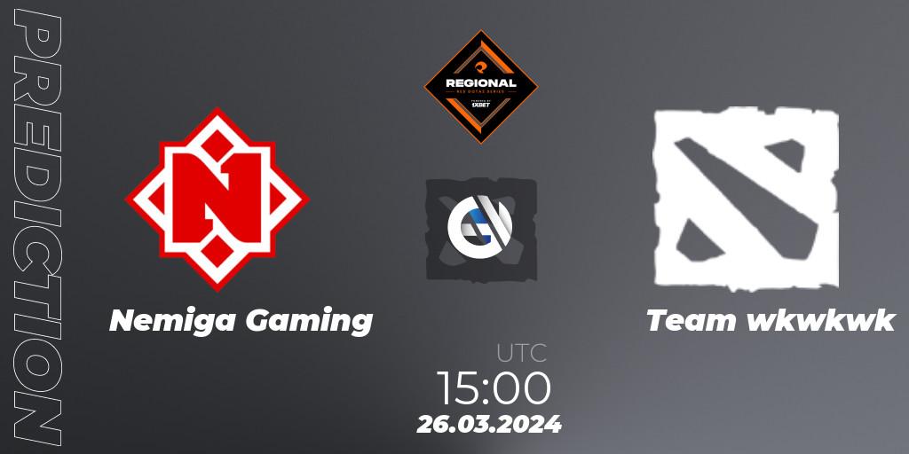 Nemiga Gaming vs Team wkwkwk: Match Prediction. 26.03.24, Dota 2, RES Regional Series: EU #1