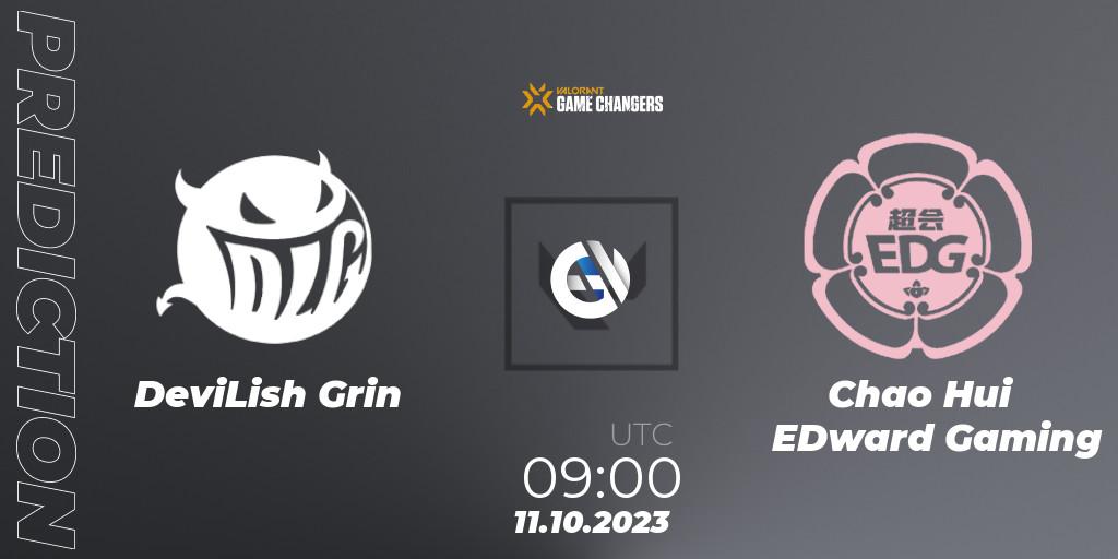 DeviLish Grin vs Chao Hui EDward Gaming: Match Prediction. 11.10.2023 at 09:00, VALORANT, VALORANT Champions Tour 2023: Game Changers China Qualifier