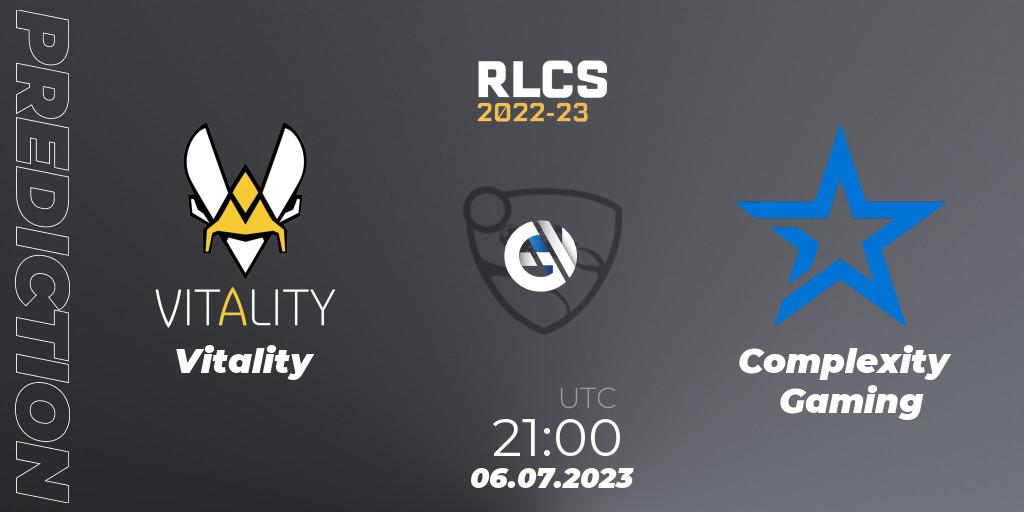 Vitality vs Complexity Gaming: Match Prediction. 06.07.2023 at 21:00, Rocket League, RLCS 2022-23 Spring Major