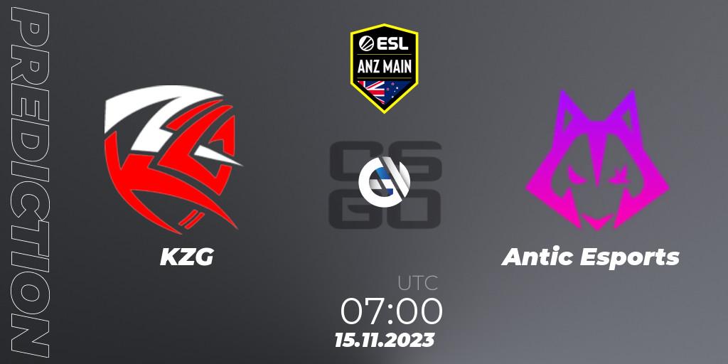 KZG vs Antic Esports: Match Prediction. 15.11.23, CS2 (CS:GO), ESL ANZ Main Season 17