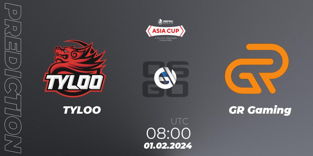 TYLOO vs GR Gaming: Match Prediction. 01.02.2024 at 08:00, Counter-Strike (CS2), 5E Arena Asia Cup Spring 2024 - BLAST Premier Qualifier