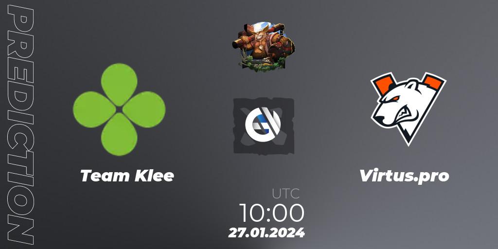 Team Klee vs Virtus.pro: Match Prediction. 27.01.24, Dota 2, ESL One Birmingham 2024: Eastern Europe Closed Qualifier