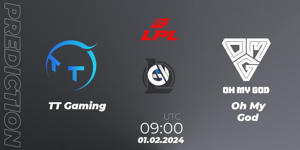 TT Gaming vs Oh My God: Match Prediction. 01.02.2024 at 09:00, LoL, LPL Spring 2024 - Group Stage