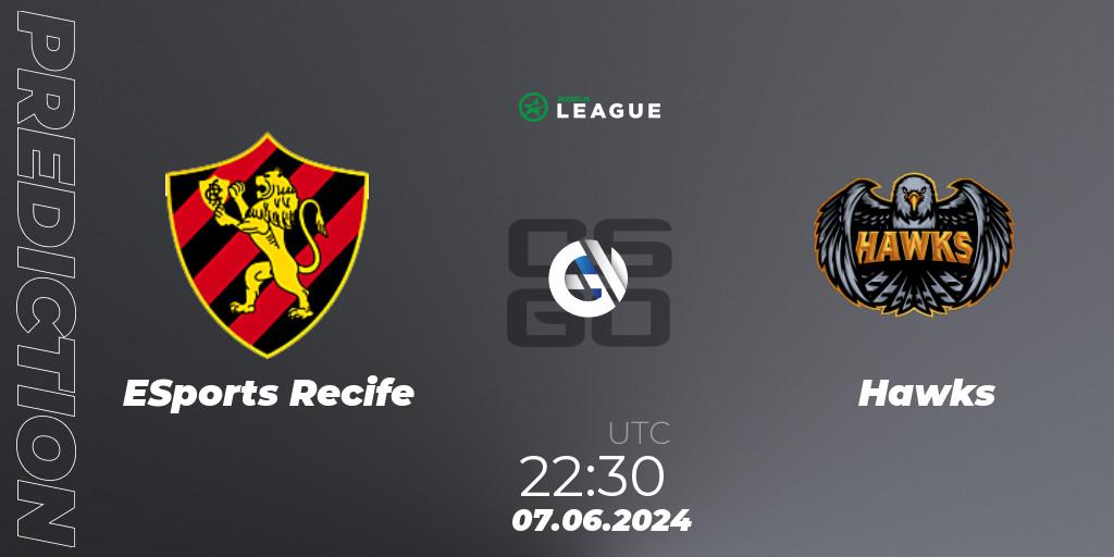 ESports Recife vs Hawks: Match Prediction. 07.06.2024 at 22:30, Counter-Strike (CS2), ESEA Season 49: Open Division - South America