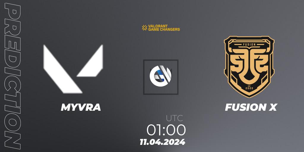 MYVRA vs FUSION X: Match Prediction. 11.04.2024 at 01:00, VALORANT, VCT 2024: Game Changers LAN - Opening