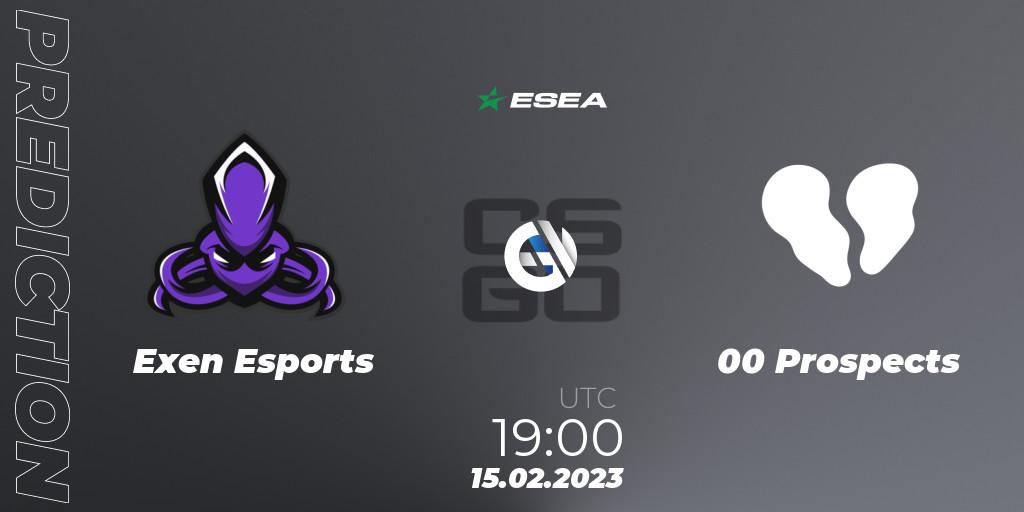 Exen Esports vs 00 Prospects: Match Prediction. 15.02.2023 at 19:00, Counter-Strike (CS2), ESEA Season 44: Advanced Division - Europe