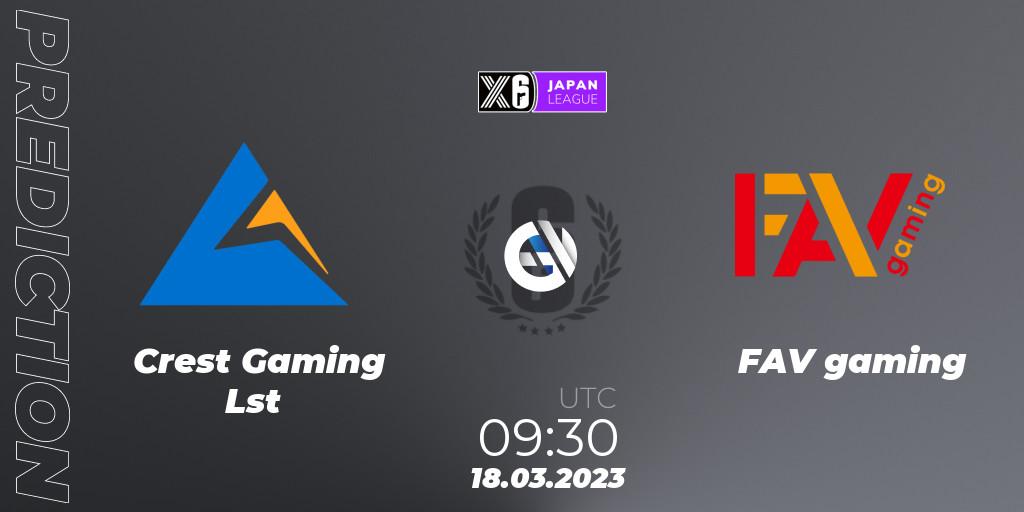 Crest Gaming Lst vs FAV gaming: Match Prediction. 18.03.2023 at 09:30, Rainbow Six, Japan League 2023 - Stage 1