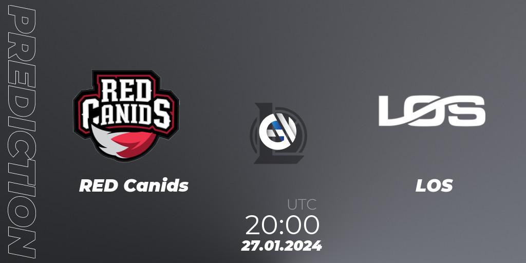 RED Canids vs LOS: Match Prediction. 27.01.24, LoL, CBLOL Split 1 2024 - Group Stage